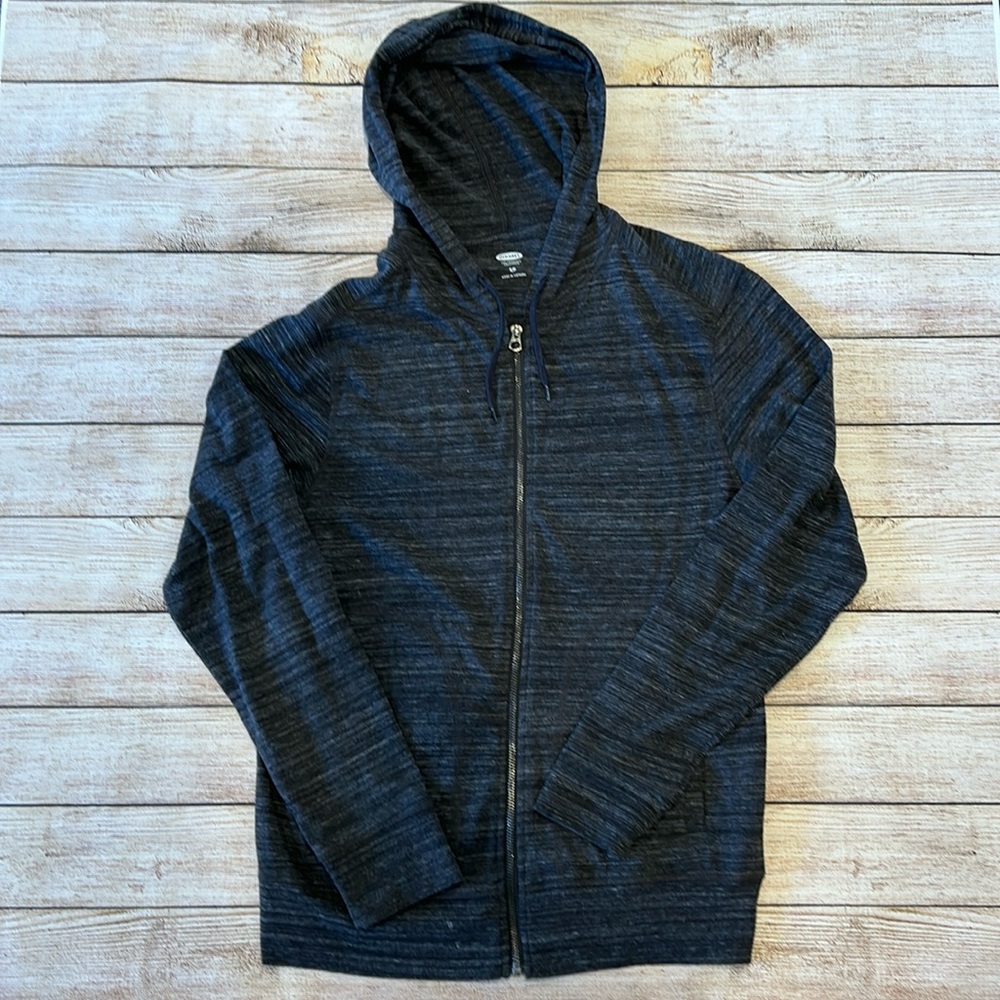 EUC Men's small Old Navy space-dyed, dark gray, zip up sweatshirt